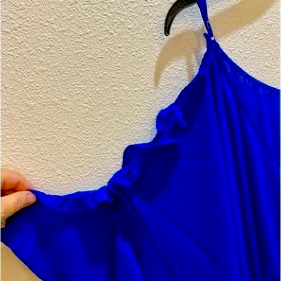 Bold Elements Women’s Royal Blue Romper Lined Cold Shoulder NWT - Picture 4 of 7